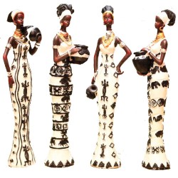 Statues 4 Femmes Africaines Porteuses d'eau (14cm)