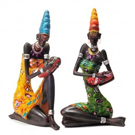 Statues 2 Mamans Africaines 28cm